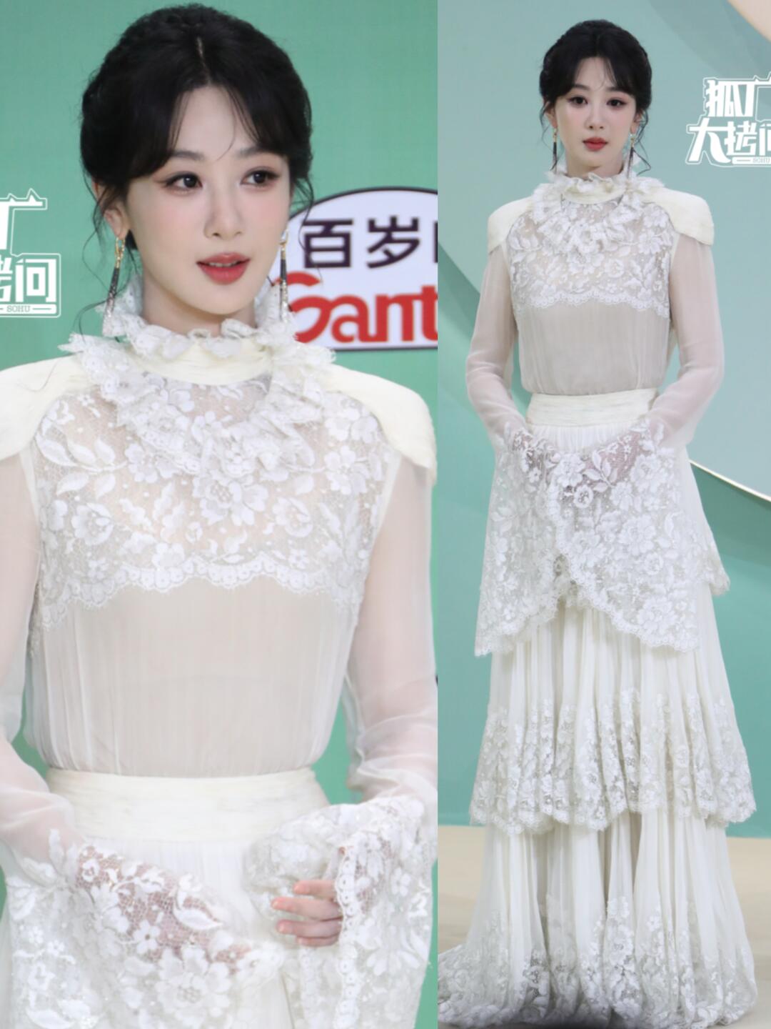 杨紫今日白玉兰红毯生图，紫妹状态真不错！