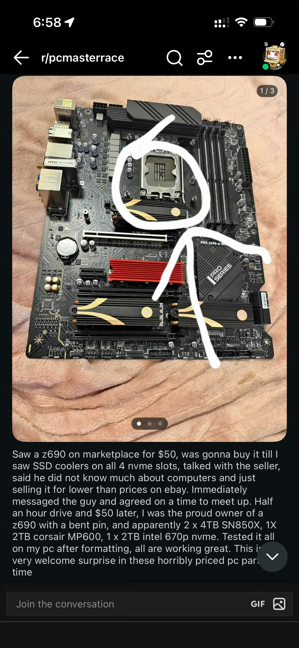 网友：50 美元买个二手主板，SSD 没拆，12T！赚一万    我是实名羡慕了