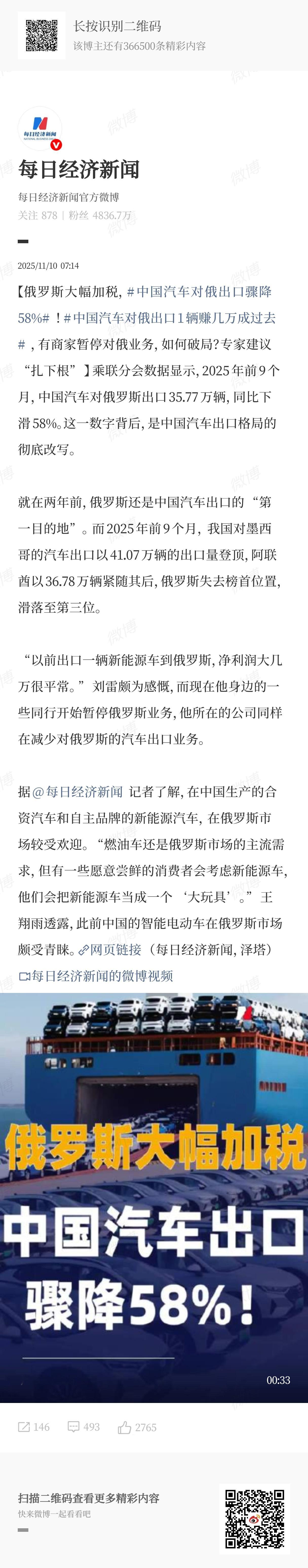 中国汽车对俄出口骤降58%有胖友问我怎么看这个事情，看了看新闻，大概是说今年前9