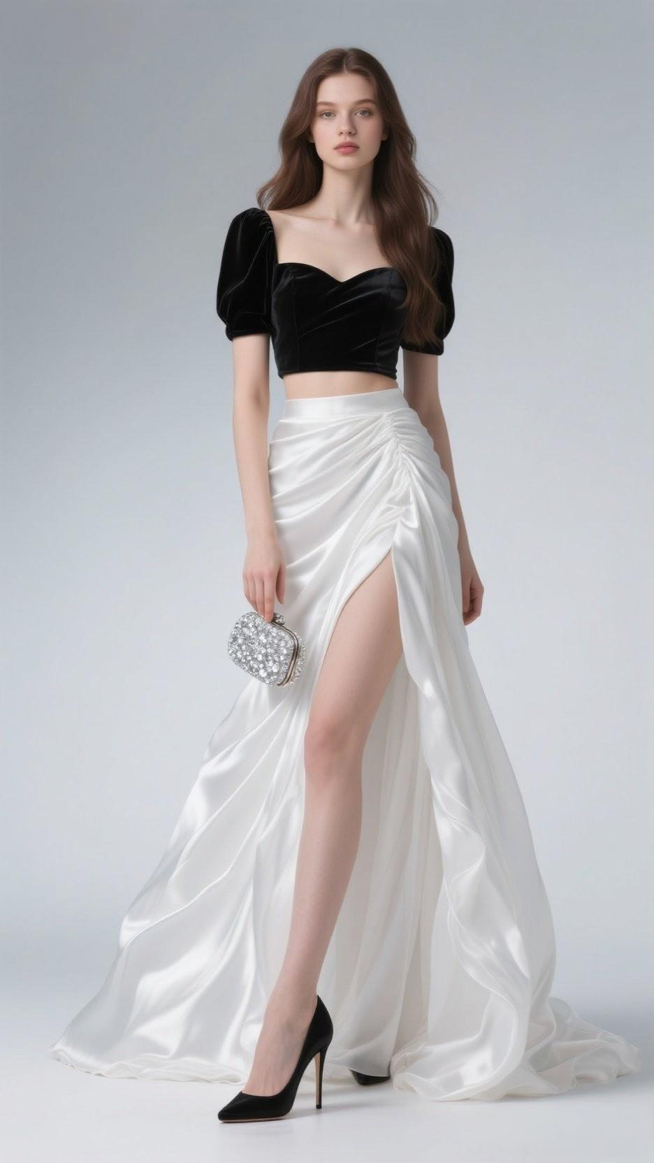 优雅黑丝绒上衣搭配飘逸白裙，尽显时尚与魅力！有哪些适合熟女的高级感穿搭方式