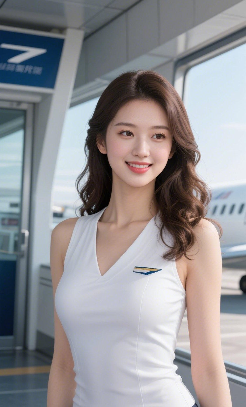 机场的明亮与制服的简约，温柔又专业