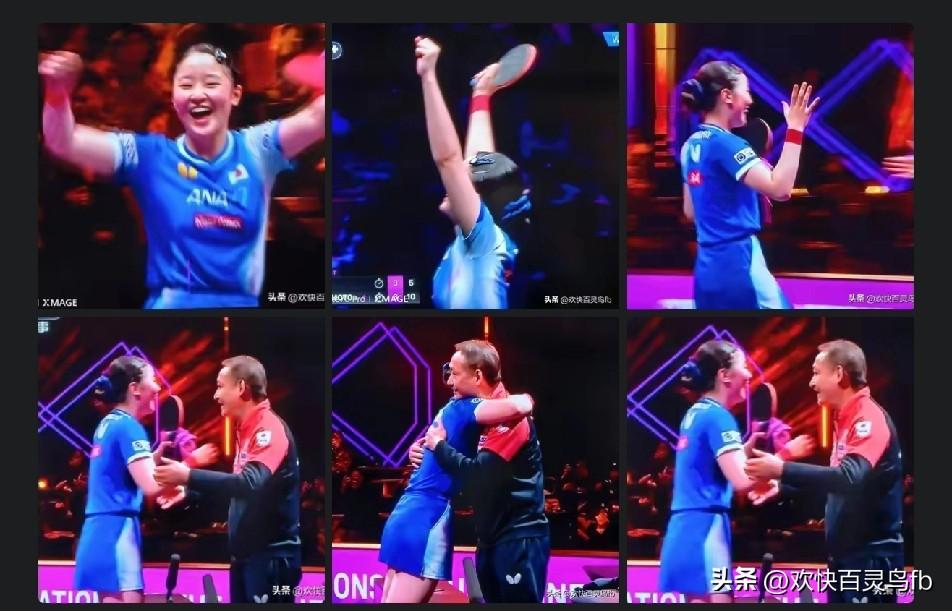 第一次看到他们父女拥抱
第一次看到张本美和夺冠后的
灿烂笑容。
小姑娘打的确实好