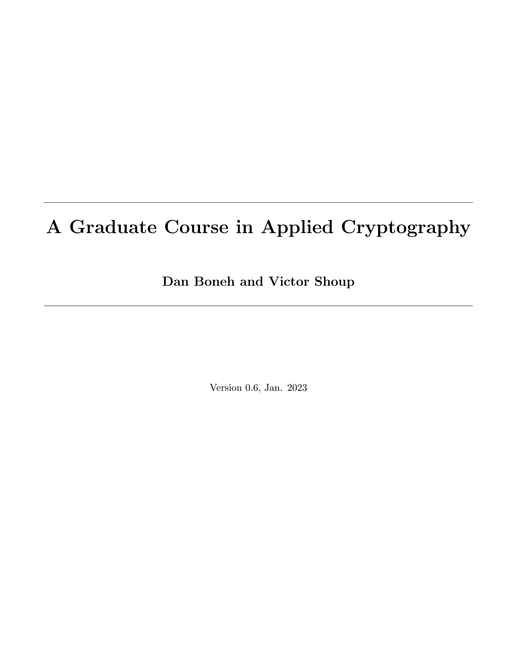 电子书《A Graduate Course in Applied Cryptog
