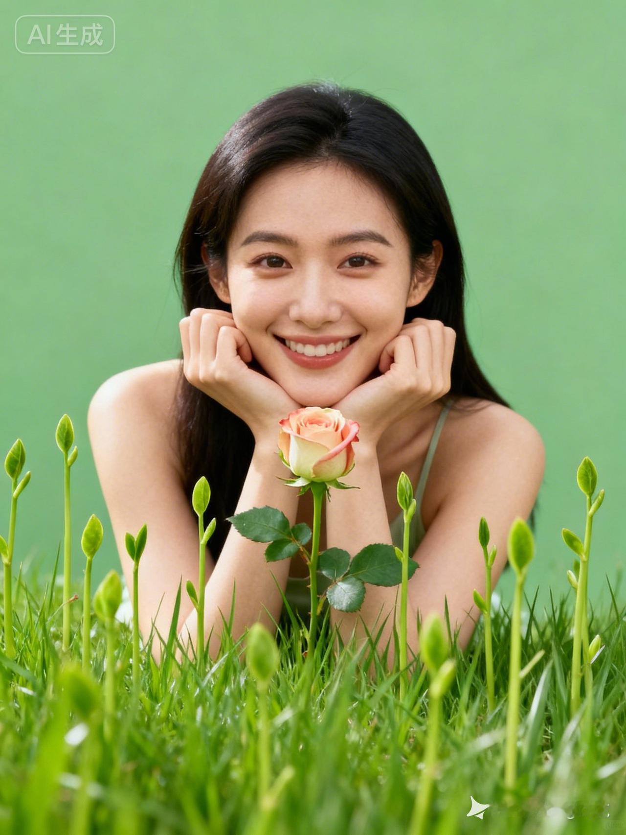 阳光下的微笑，与玫瑰的浪漫邂逅！