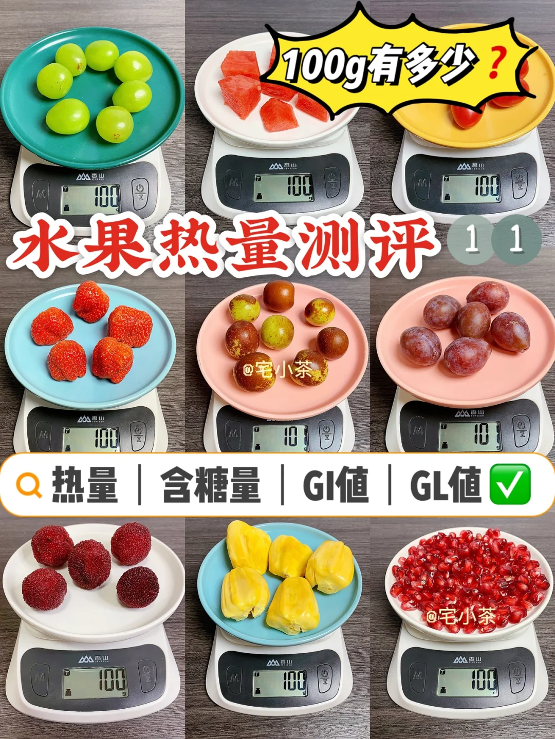 水果热量测评1️⃣1️⃣100g水果有多少❓