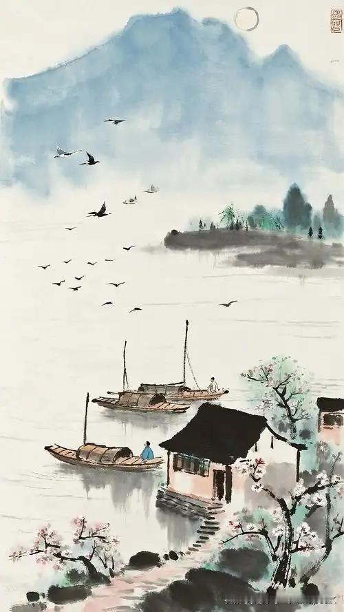 《春望》
——宋.梅窗
丝丝柳翠连云幕，
点点鸥轻漾晚波。
时事无心随兴远，
日