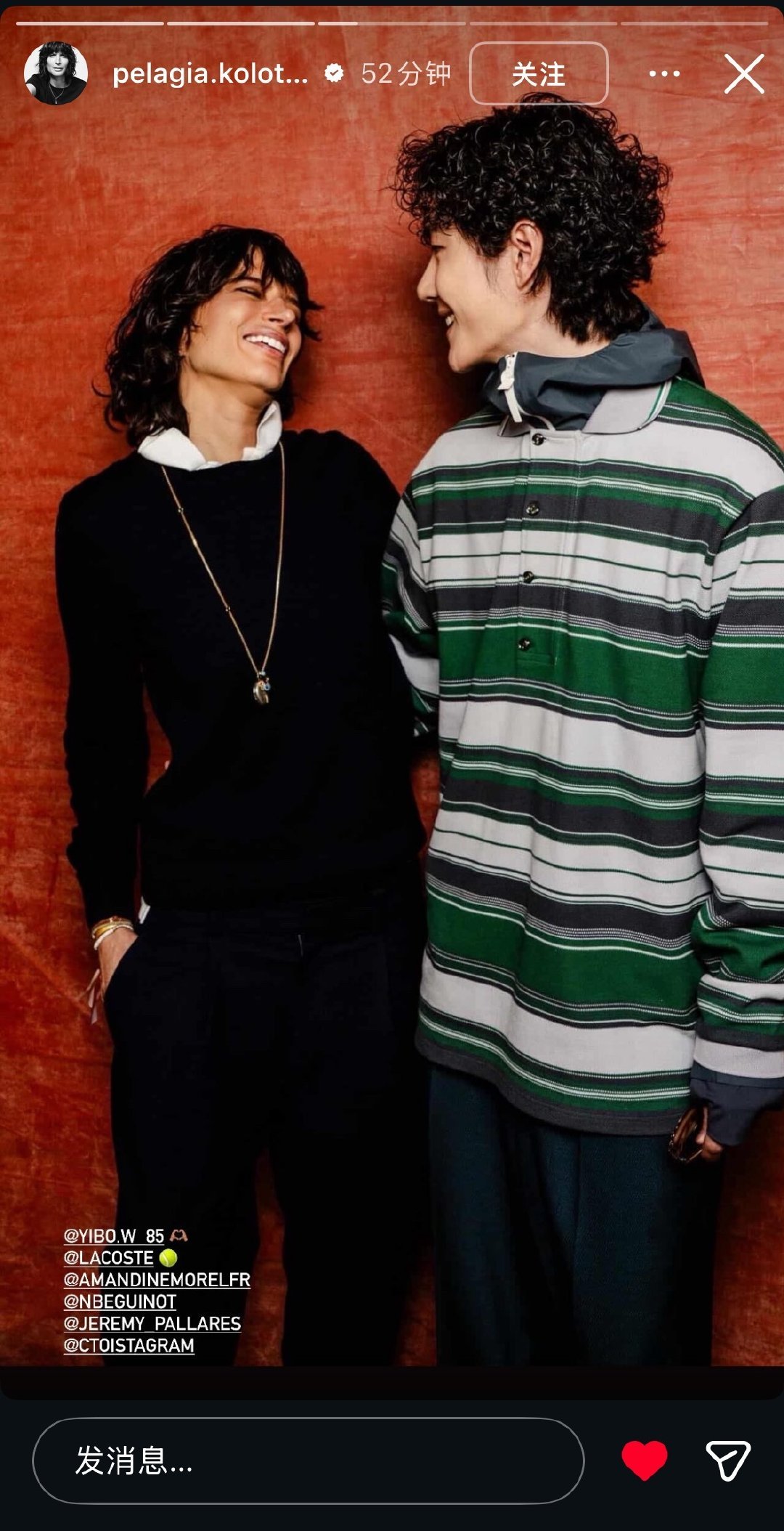 点开王一博ins才知道什么叫活得爽Lacoste设计总监ins分享和全球代言人王