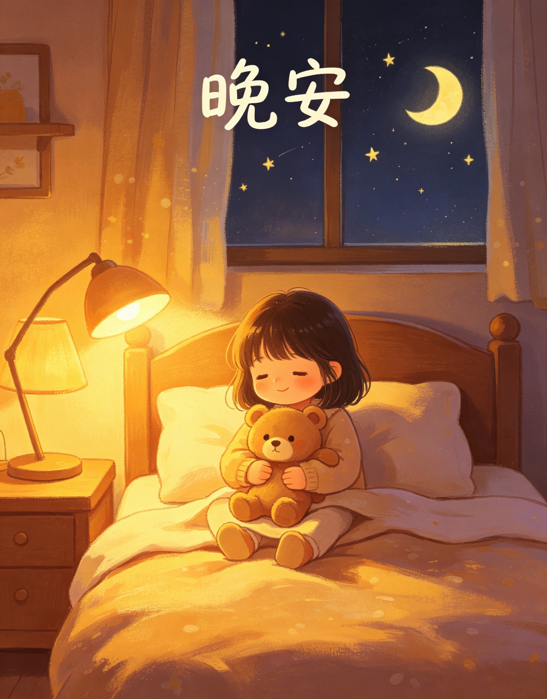 晚安  月亮已睡，星星已醉，晚安啦！愿你在梦里，能见到所有你想见的人！ 