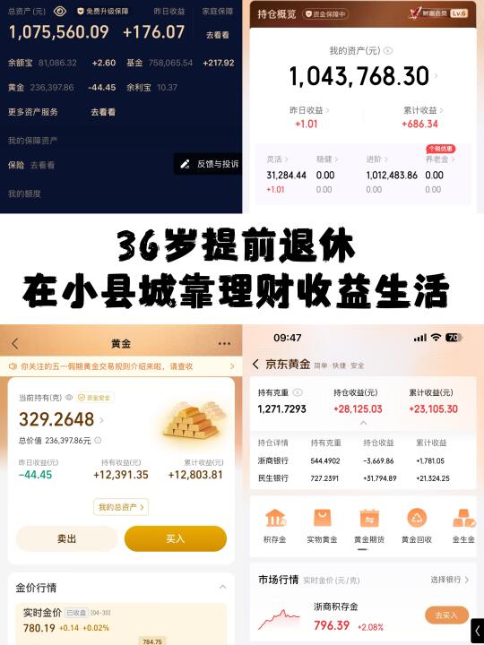 5.6日在小县城靠理财生活。