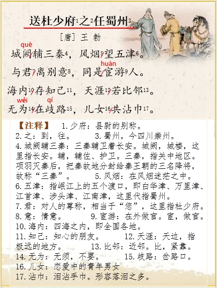 古诗词解析 | 王勃《送杜少府之任蜀州》