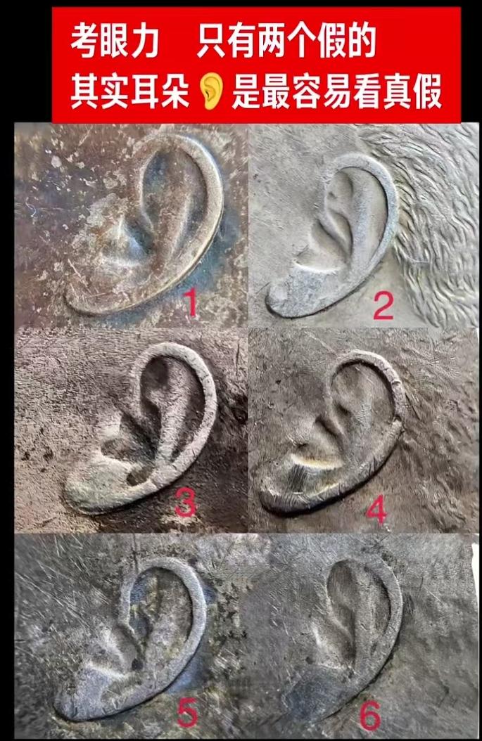 我个人觉得袁大头真假鉴别，耳朵整体轮廓是最容易鉴别真假的位置，所以当我们看到一枚