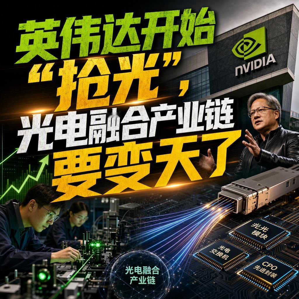 英伟达开始“抢光”，光电融合产业链要变天了
很多人以为AI算力比拼的只是GPU和