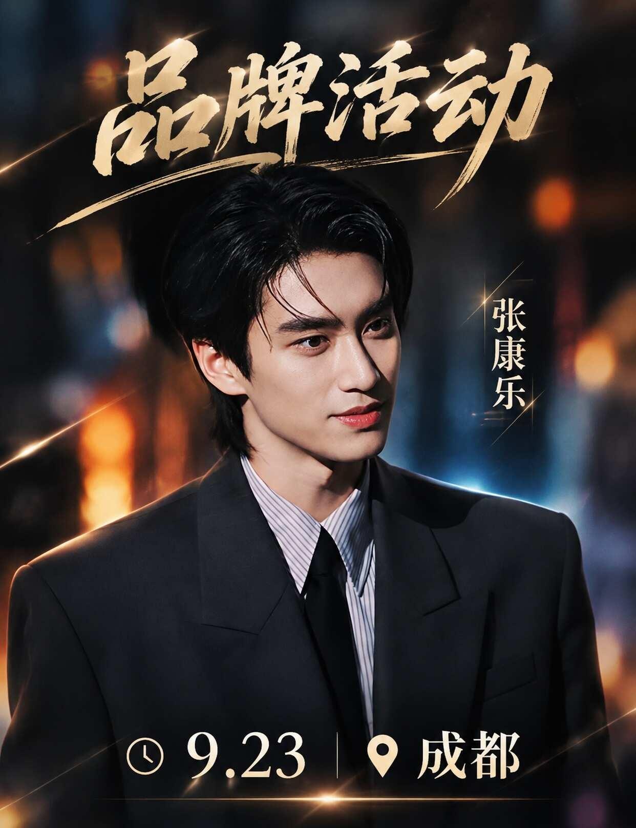 9.23成都｜张康乐✨品牌线下活动
重磅网传行程！张康乐空降成都出席品牌线下活动