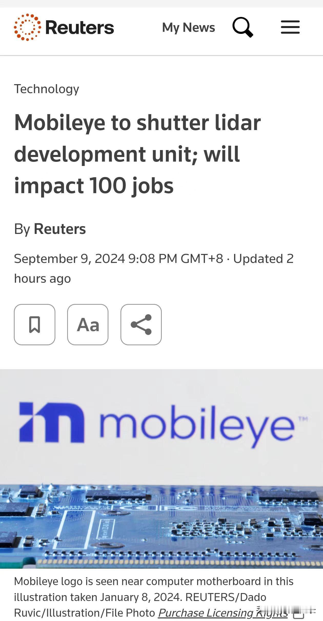 Mobileye停止下一代FMCW激光雷达研发。

理由是——基于 EyeQ6 
