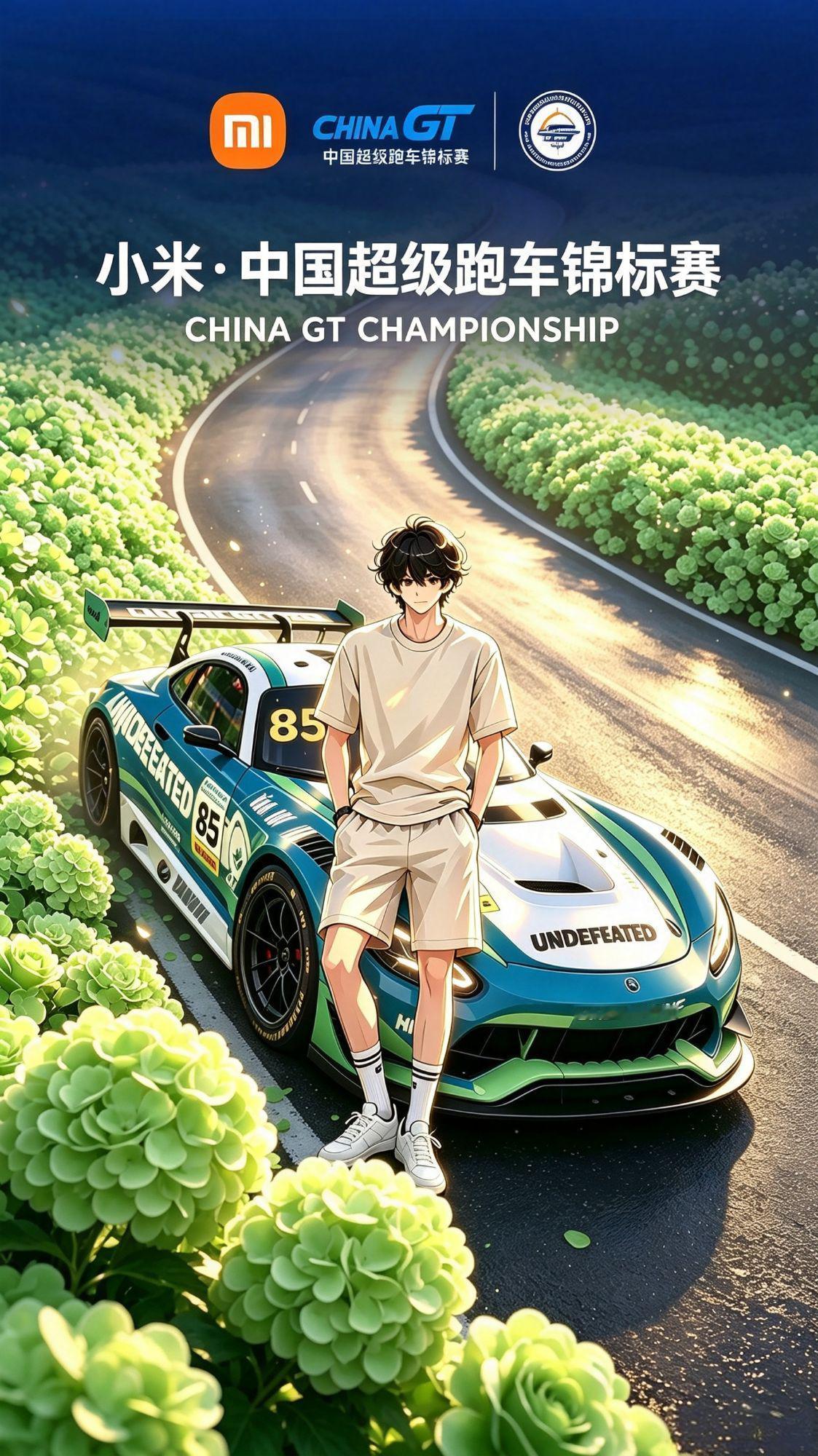 像不像偶像剧海报，哈哈。[嘻嘻]王一博💚小米·中国超级跑车锦标赛 ​​​