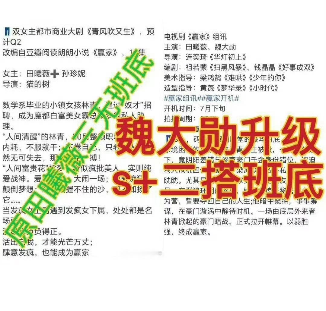 田曦薇魏大勋赢家班底码到魏大勋自然就有好班底了燥候魏大勋杀青进组 