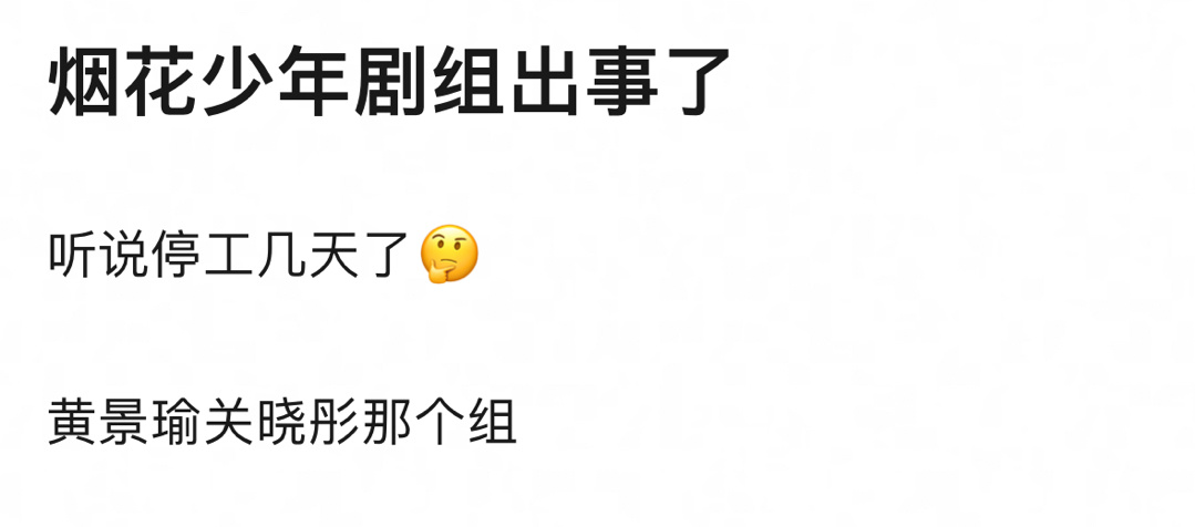 烟花少年剧组突然停工了，改剧本？还是其他原因啊 ​​​