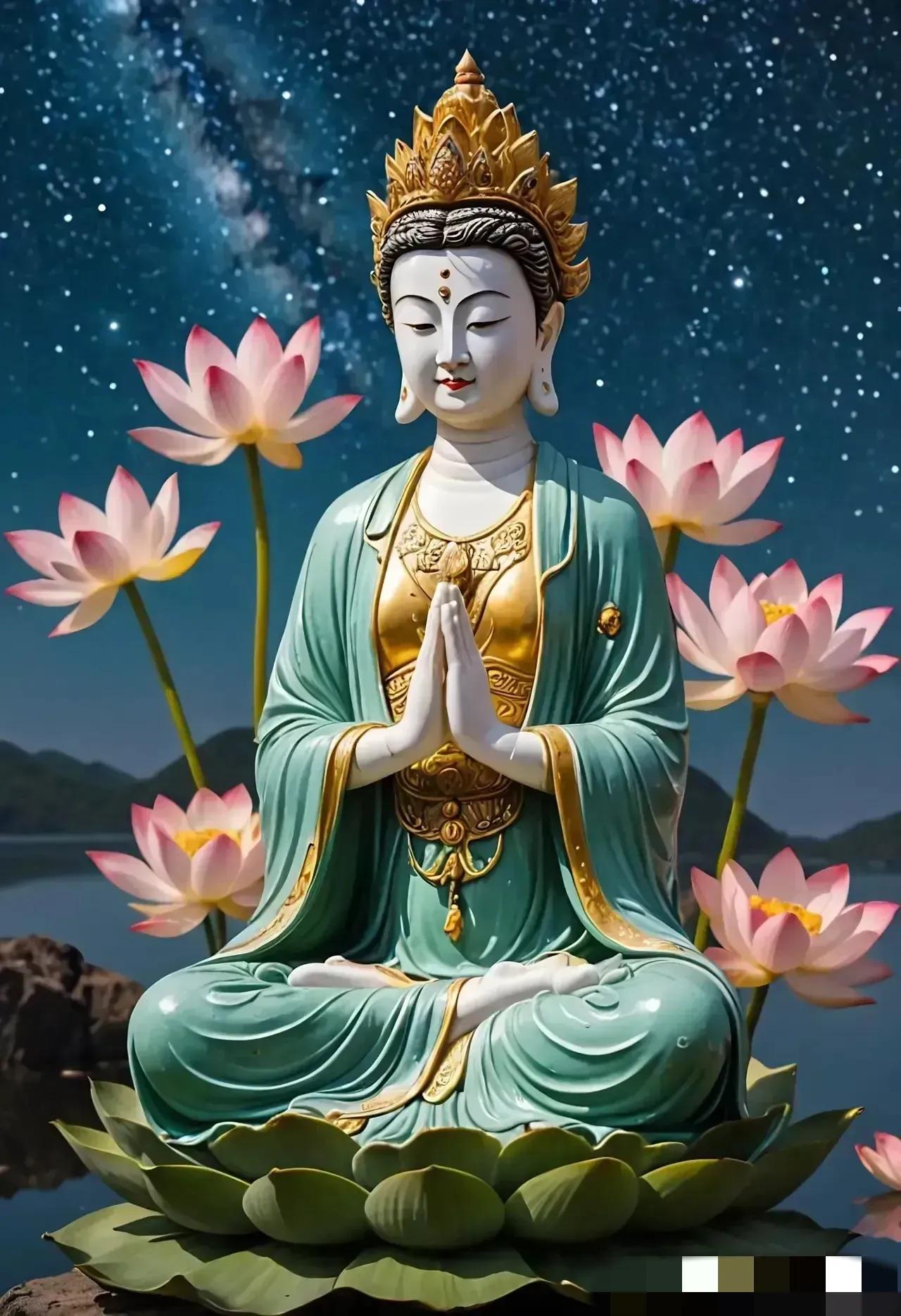 勿对观音慈悲视而不见，轻语一句“愿诸事皆顺”，愿你我心中常驻欢愉，笑靥如花绽放！