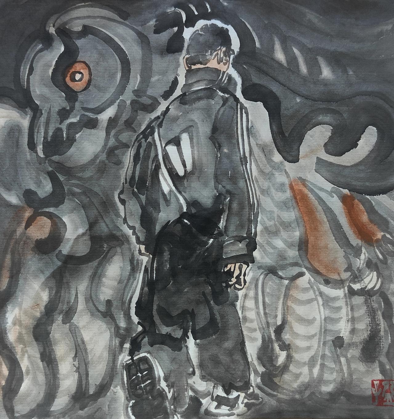 碗子的纸片水墨