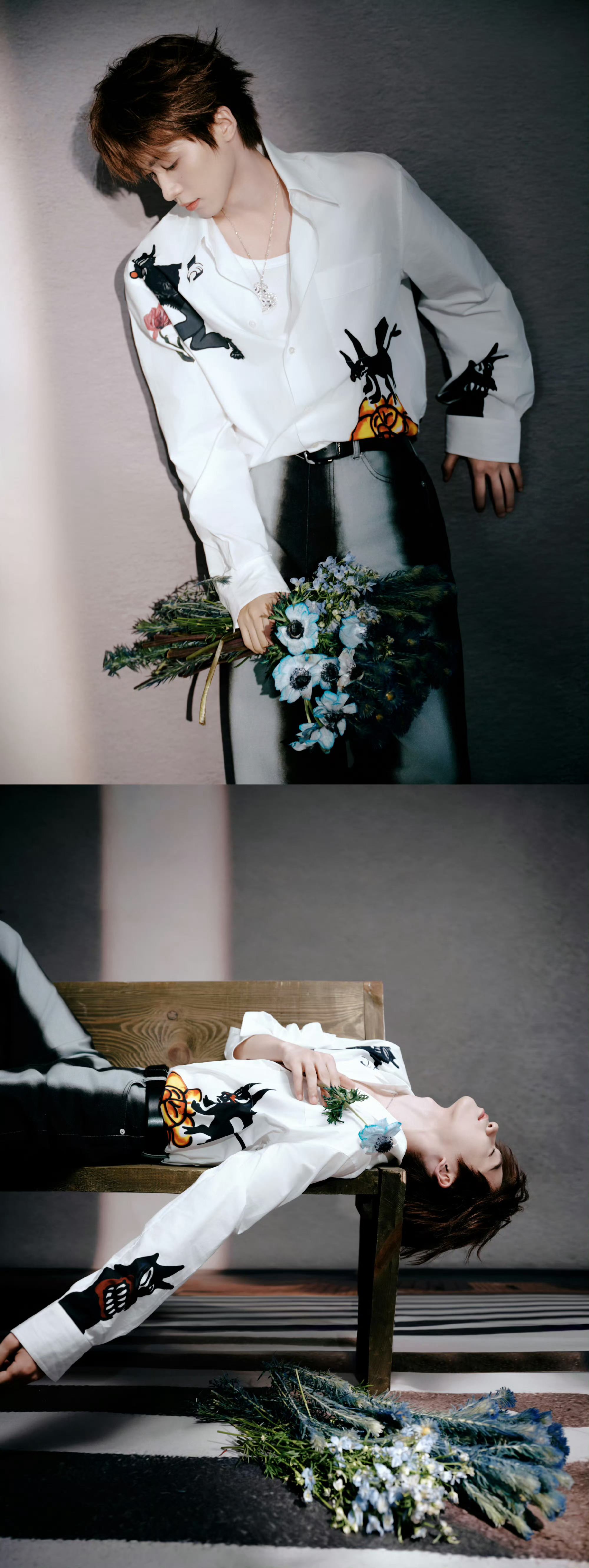 梓渝 × 春分营业🍃身穿Marni印花衬衫搭配 Qeelin Wulu Gar