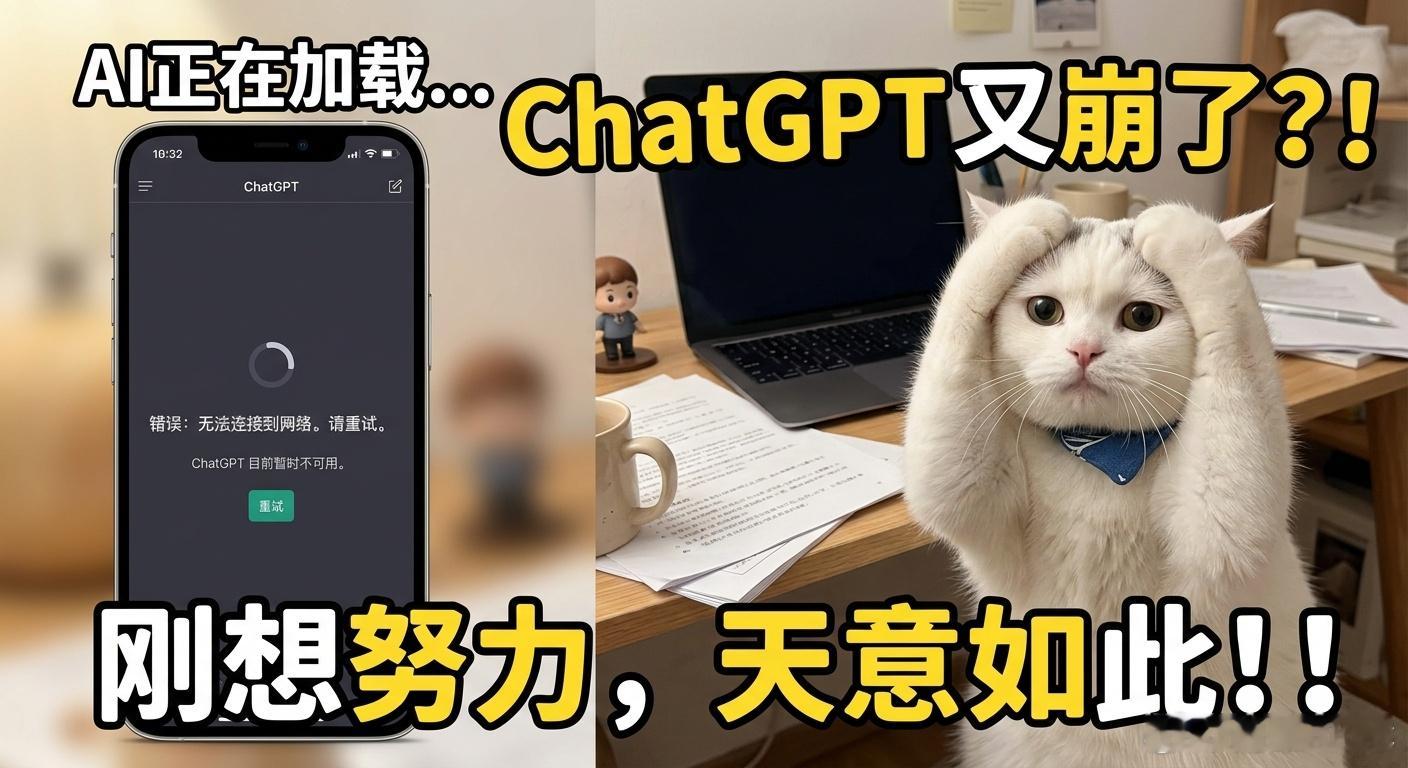 就在5分钟前ChatGPT 又双叒叕崩溃了？！刚才准备让 AI 帮我写论文/改 