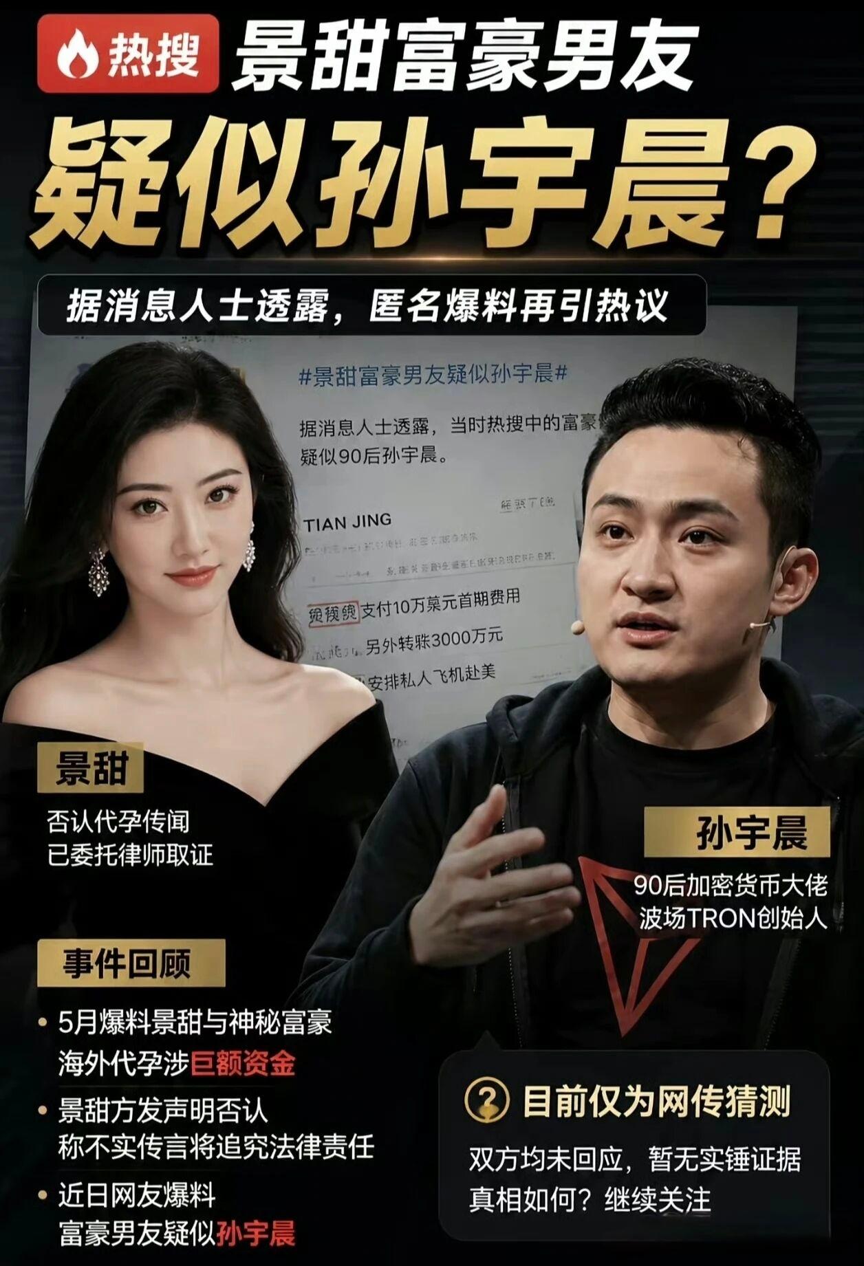 孙宇晨起诉景甜，发万字长文爆锤，太炸裂！

01

8月27日，娱乐圈、财经圈双