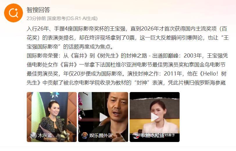 【王宝强国际影帝无国内大奖 】王宝强0票 这个非常正常啊。屠呦呦获得诺贝尔生理学