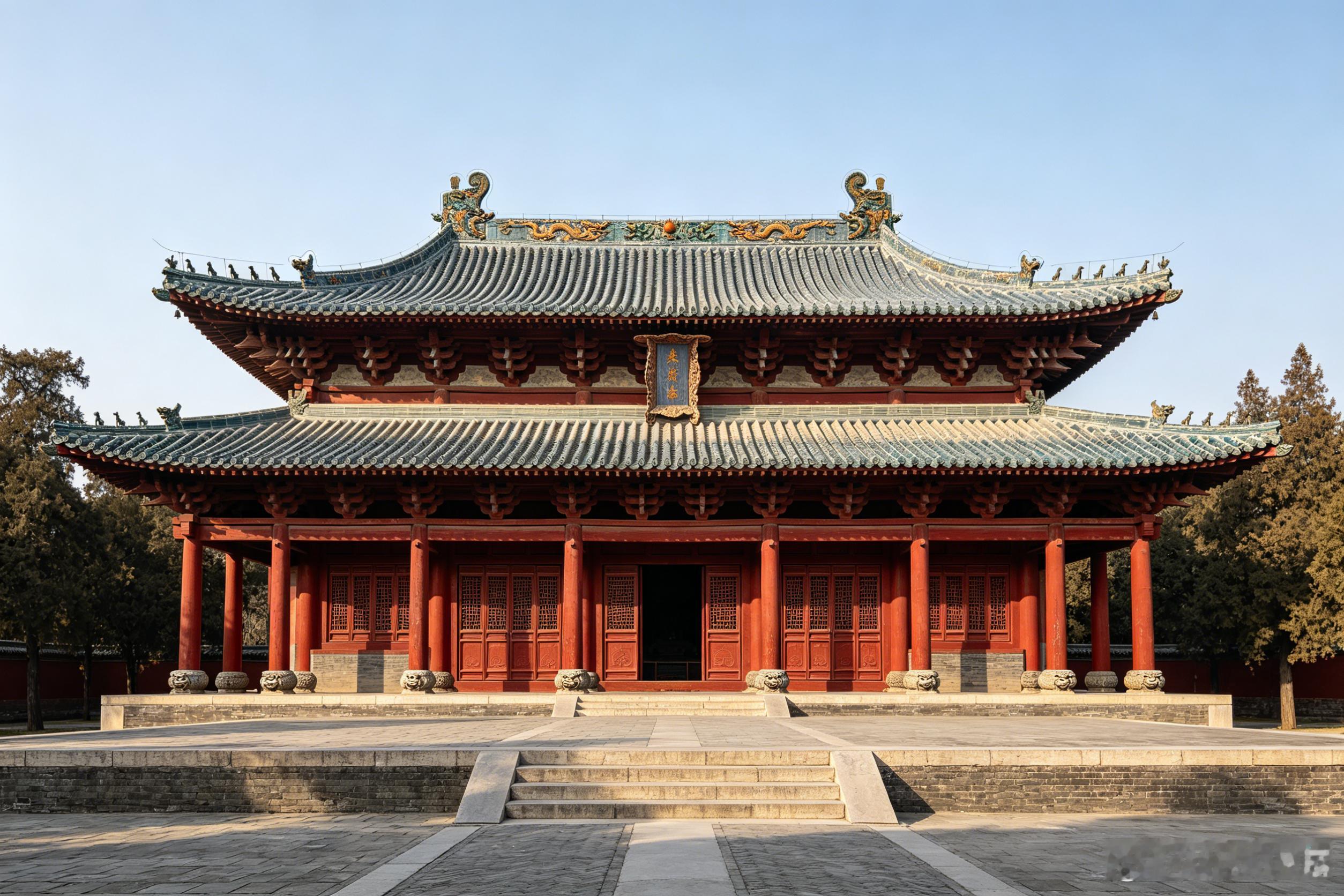 东流县清代大成殿——学宫核心建筑——大成殿与大成门的区别AI制作；老屋张忠献词/