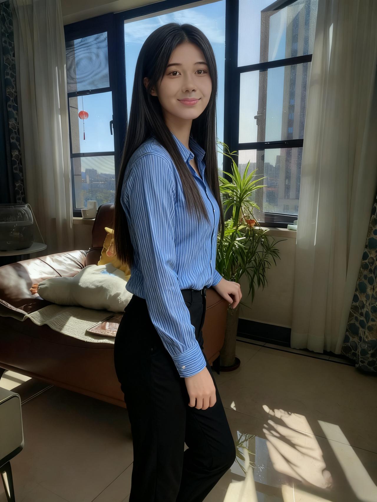 这是一个不能再普通的午后
时间在地板上打了个盹
她的衬衫是天空的切片
裹着未凉的