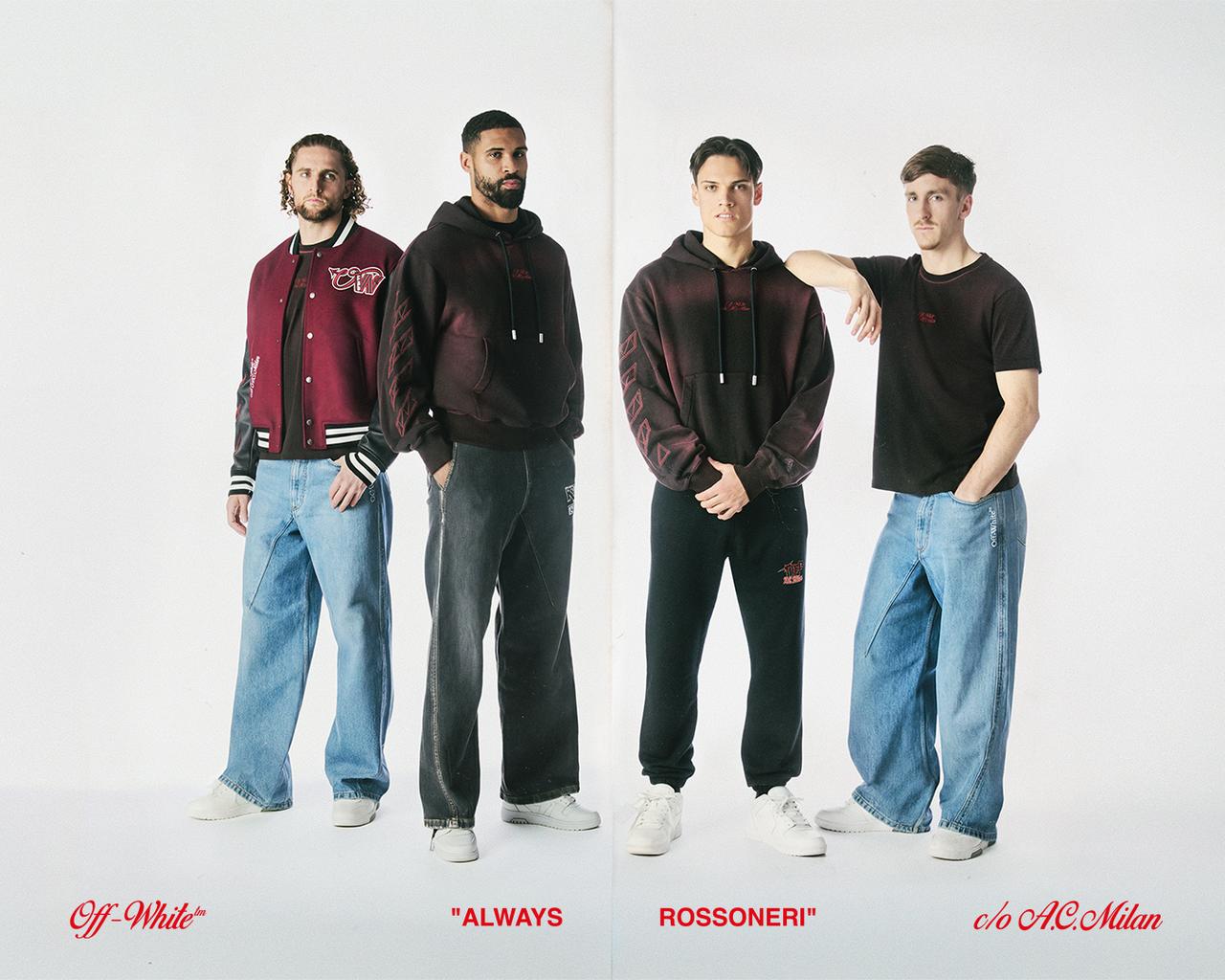 在合作的第四年，Off-White™ 与AC米兰延续品牌对话，将双方独特的设计元