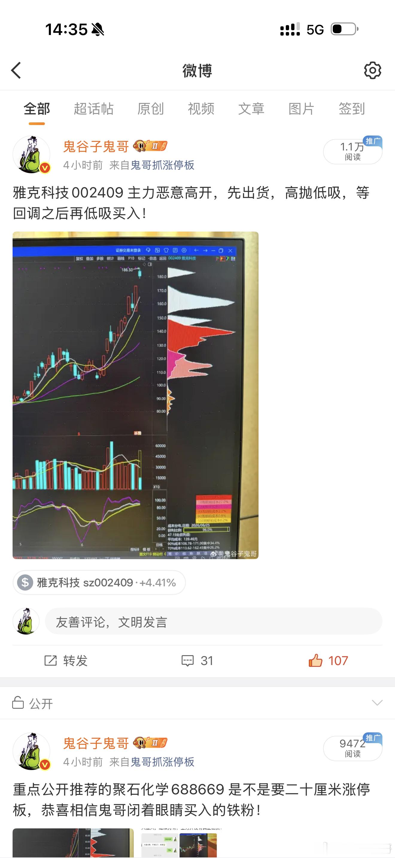 早盘开盘，因为雅克科技002409 大幅高开，已经通知大家不要买入！通知买入了佰