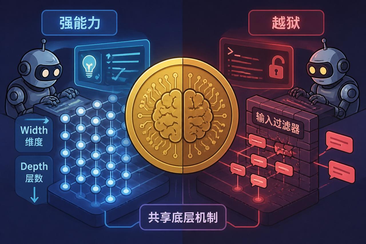 【为什么AI越聪明就越难防住越狱】

业内讨论指出一个尖锐的共识：LLM的“强能