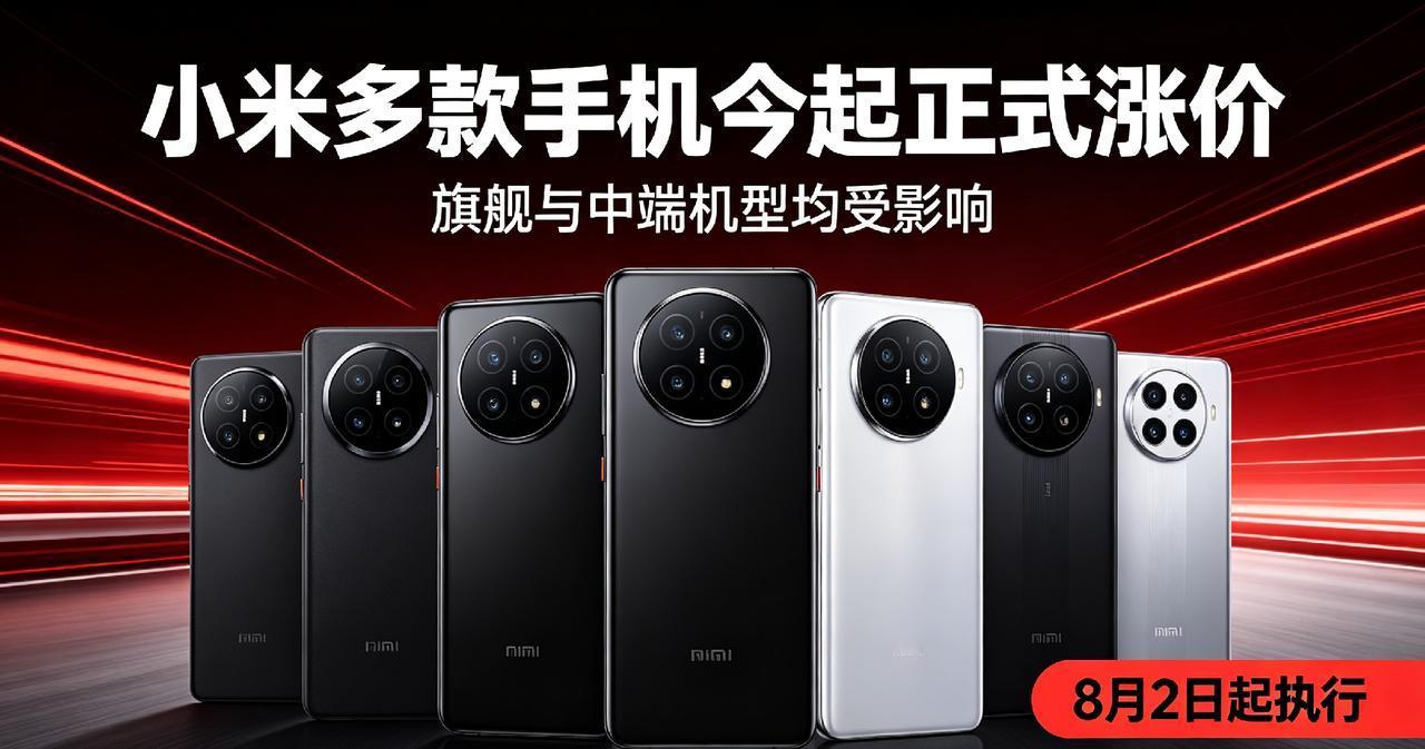 小米手机全线涨价，旗舰机涨幅最高达500元，内存成本飙升是主因。
8月2日起，小