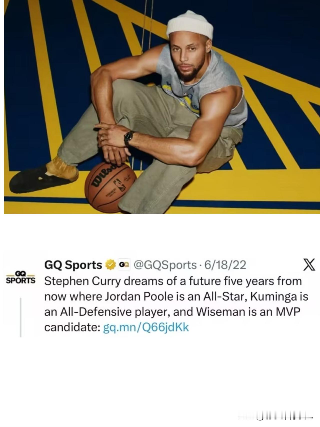 希望全部落空，没有人达到库里的预期！
美媒NBA Central翻出2022库里