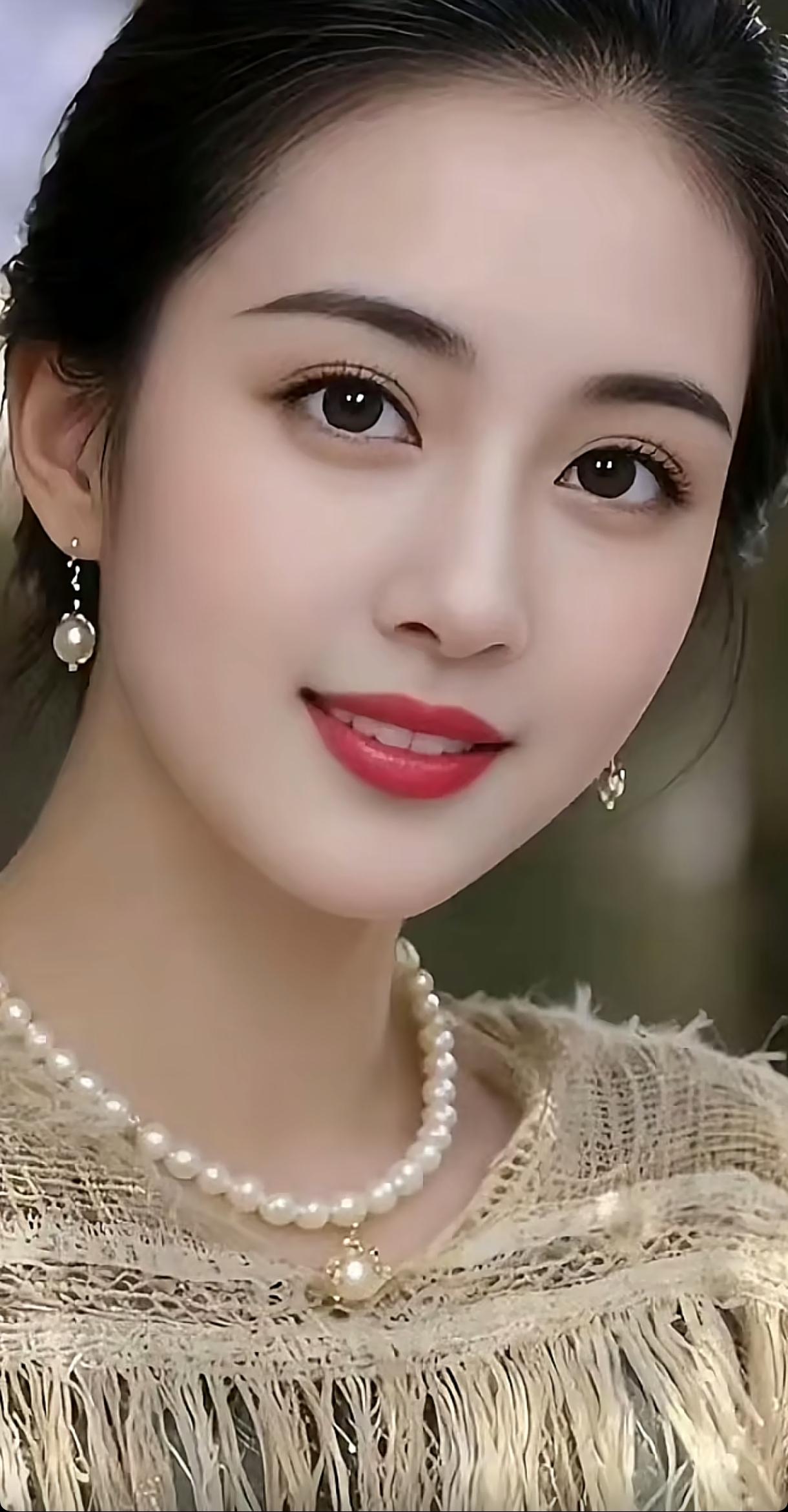 珠光玉色映红颜，岁月静好似画卷。随手拍好图 温婉眸光 馥碧诗持妆粉霜