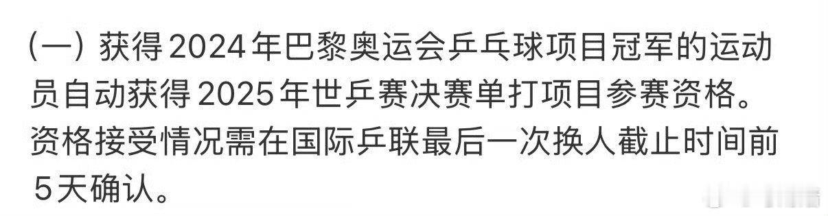 中国乒协公示多哈世乒赛选拔办法 规则（一）后额外加一句“资格接受情况需在国际乒联