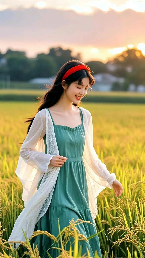 春日的田野#一片生机盎然#绿配白清新自然穿搭
