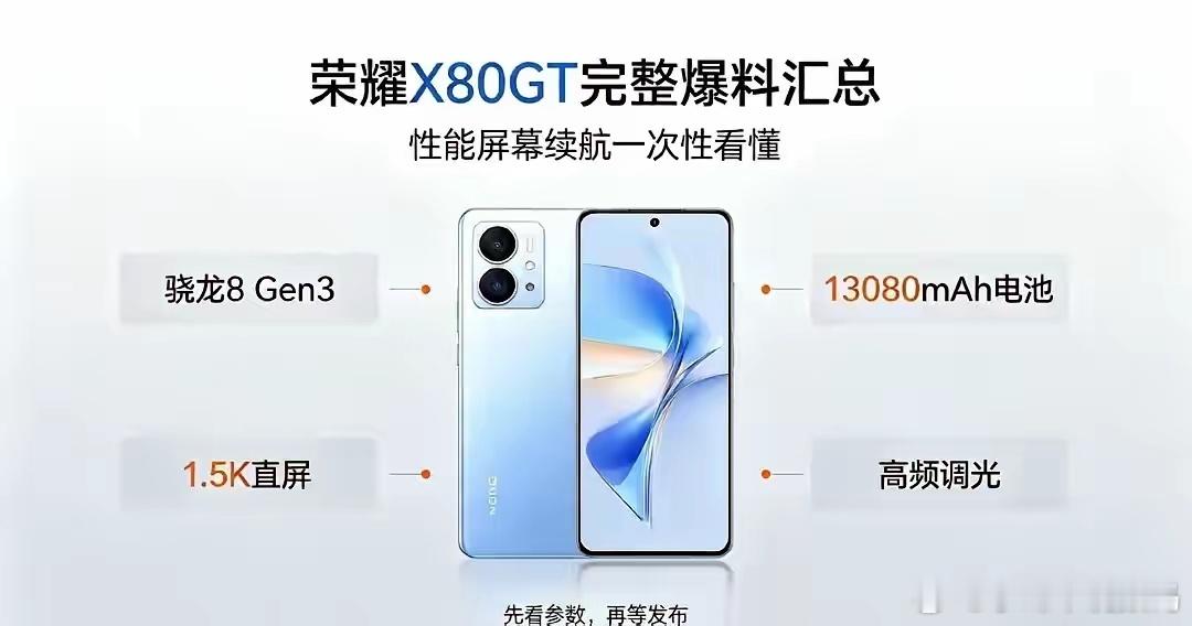 中端机彻底卷疯了。荣耀X80GT这波爆料看得令人心动不已，骁龙8Gen3直接下放