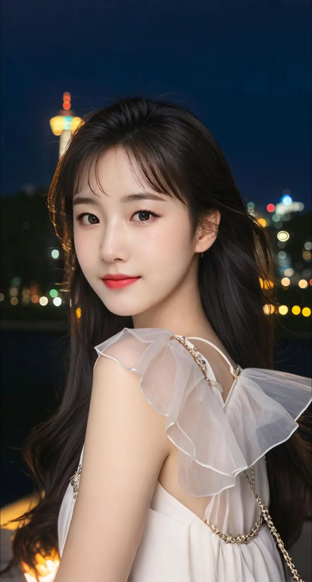 AI扩图 AI夜景气质少女