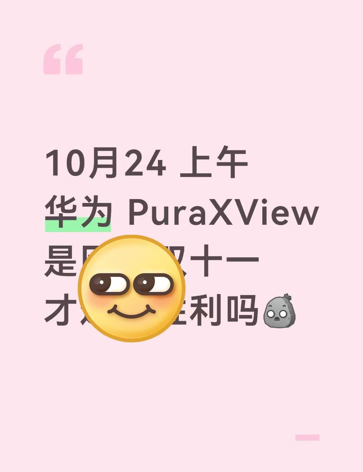 10月24 上午
华为 PuraXView
买手机求推荐