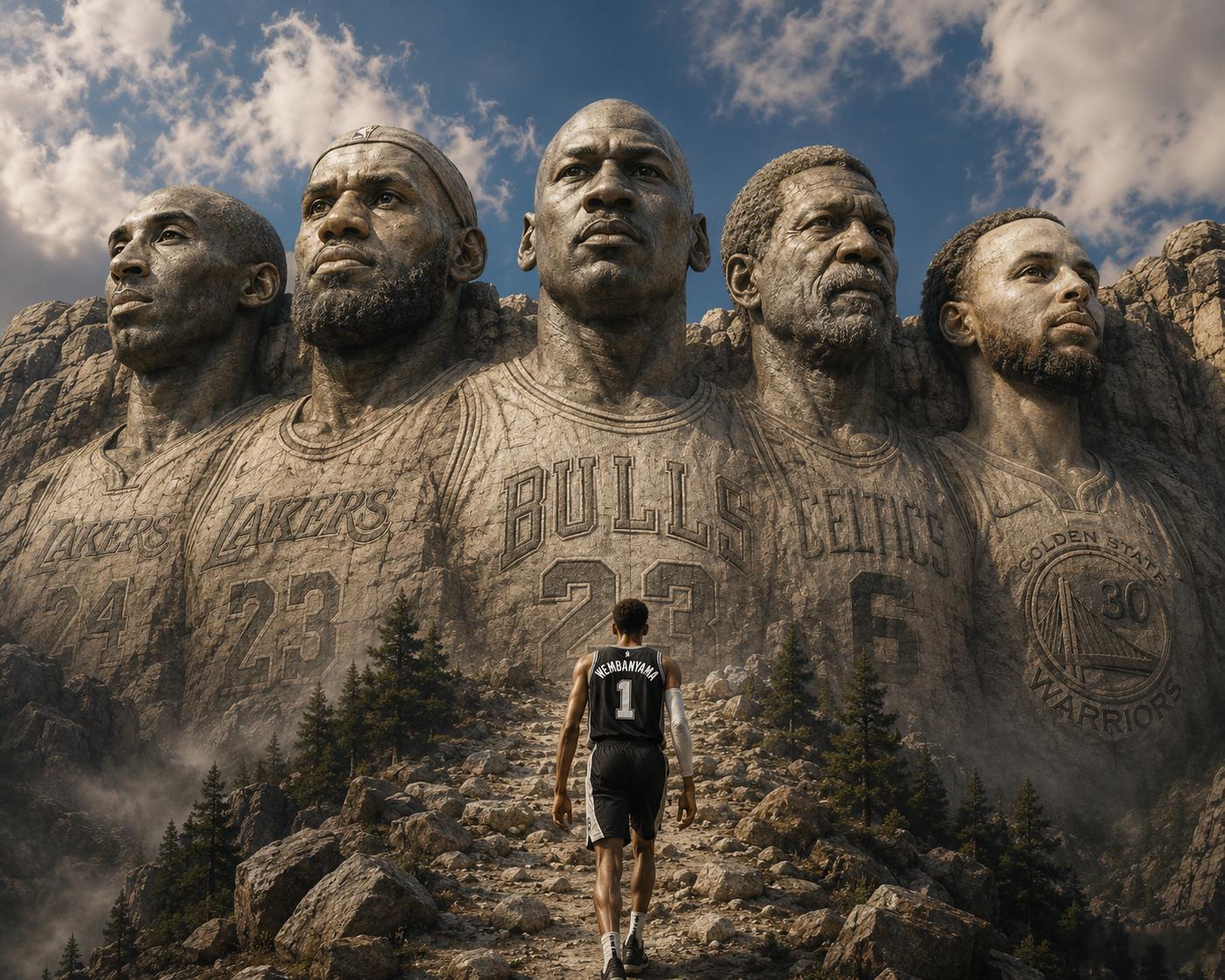 我做了一张图送给大家讨论NBA历史前五人我认为是乔丹（毫无疑问的goat），詹姆