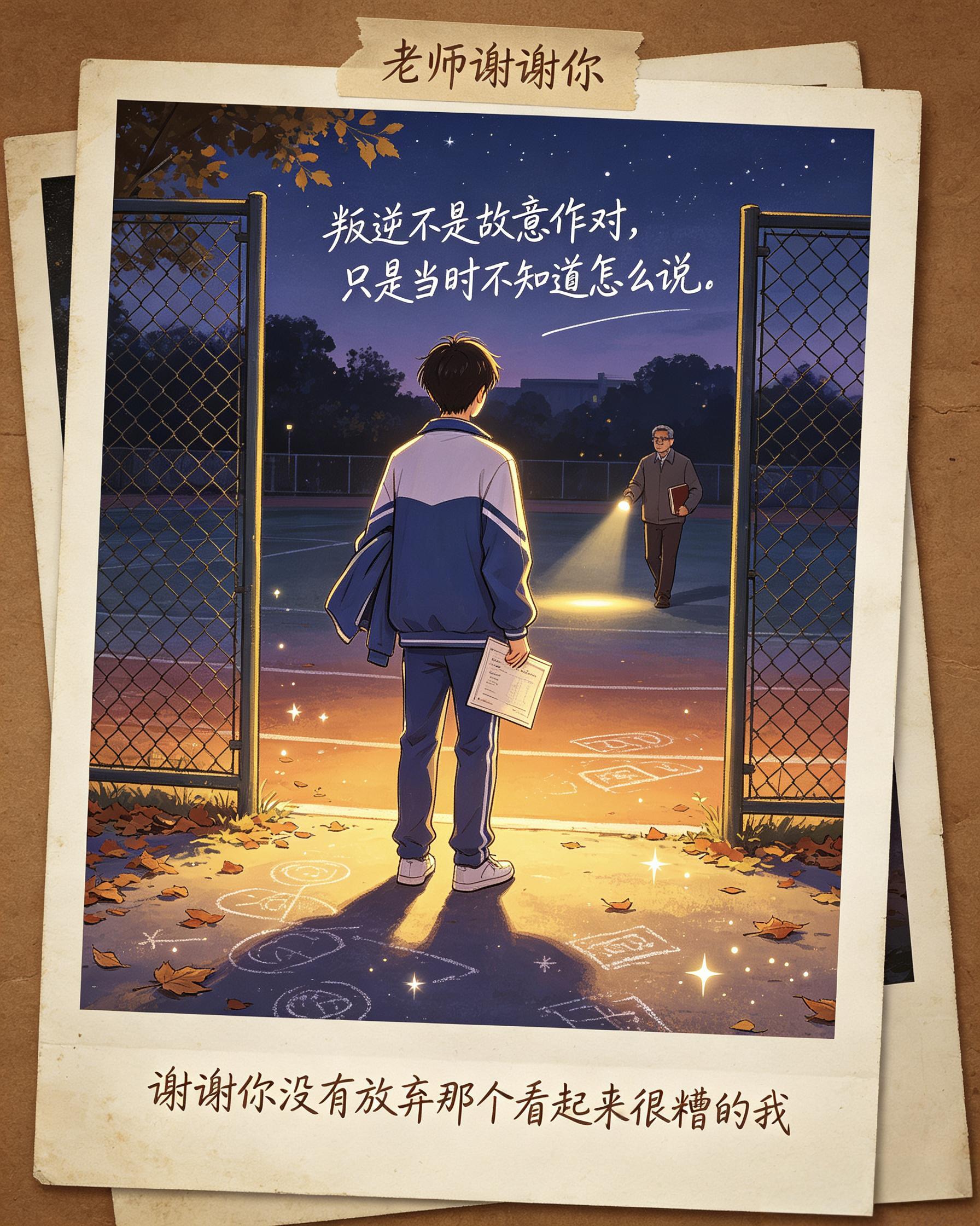 老师谢谢你        以前总觉得“好老师”就得是站在讲台上讲大道理的样子，直