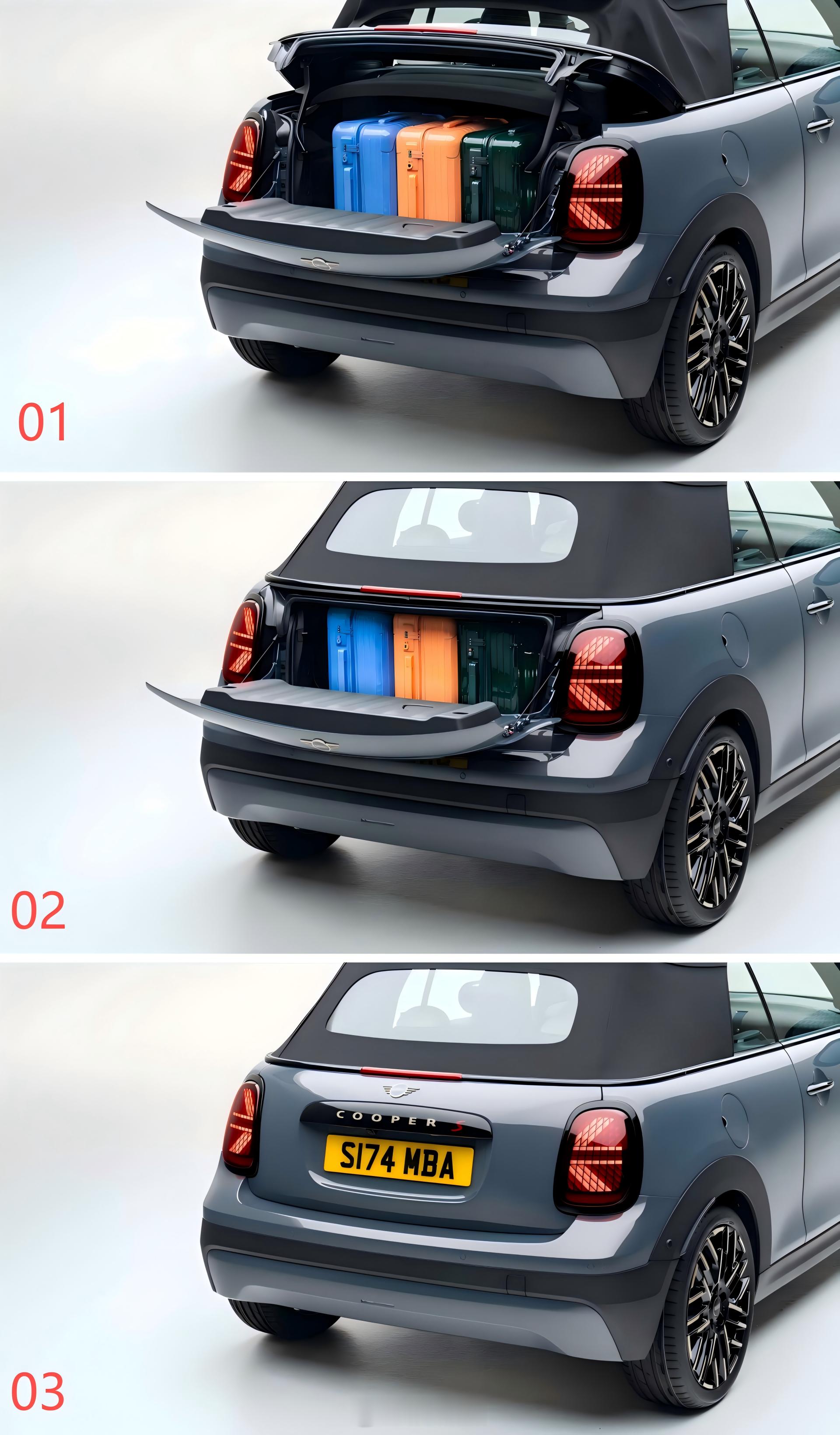 #Mini Cooper敞篷版# 要把三个行李箱装进Mini Cooper敞篷版