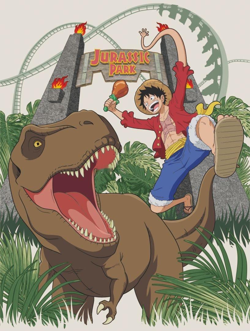 海贼王 【本田快讯】         日本环球影城·侏罗纪公园与海贼王联动宣传图