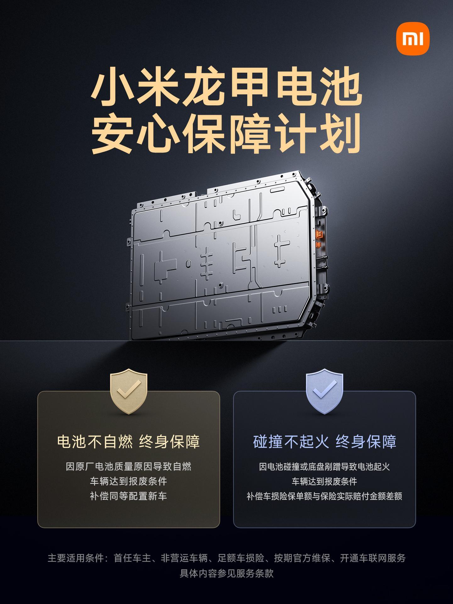 小米龙甲电池，这个政策超级好，有点羡慕。电池自燃导致报废，直接给你补一台新车；电