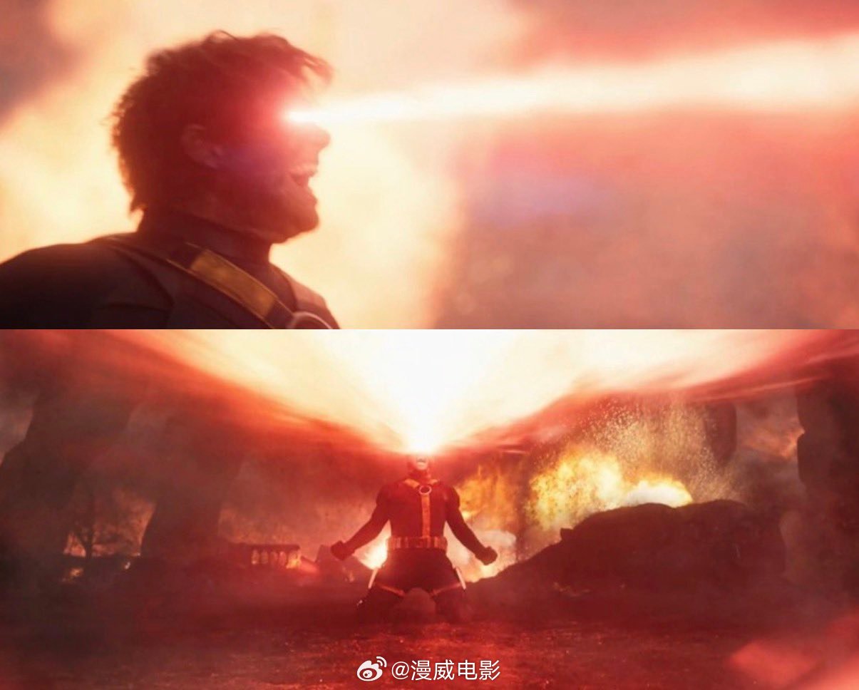 詹姆斯·麦斯登说他反复观看《复仇者联盟：毁灭日》中镭射眼发射镭射光束的场景。“能