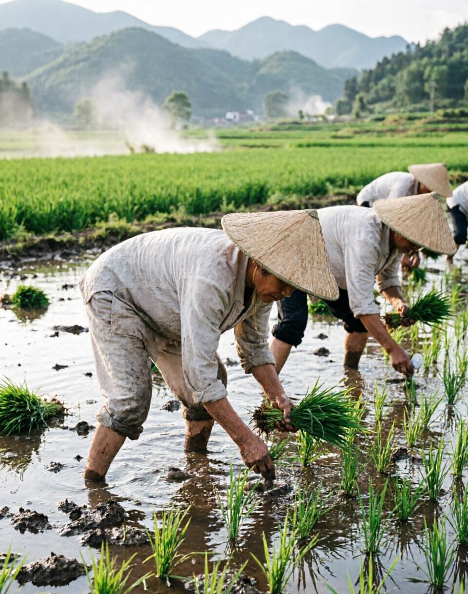 延边图们抢农时水稻插秧忙，稻田披绿装

春争日，夏争时，这话说到了庄稼人的心坎里
