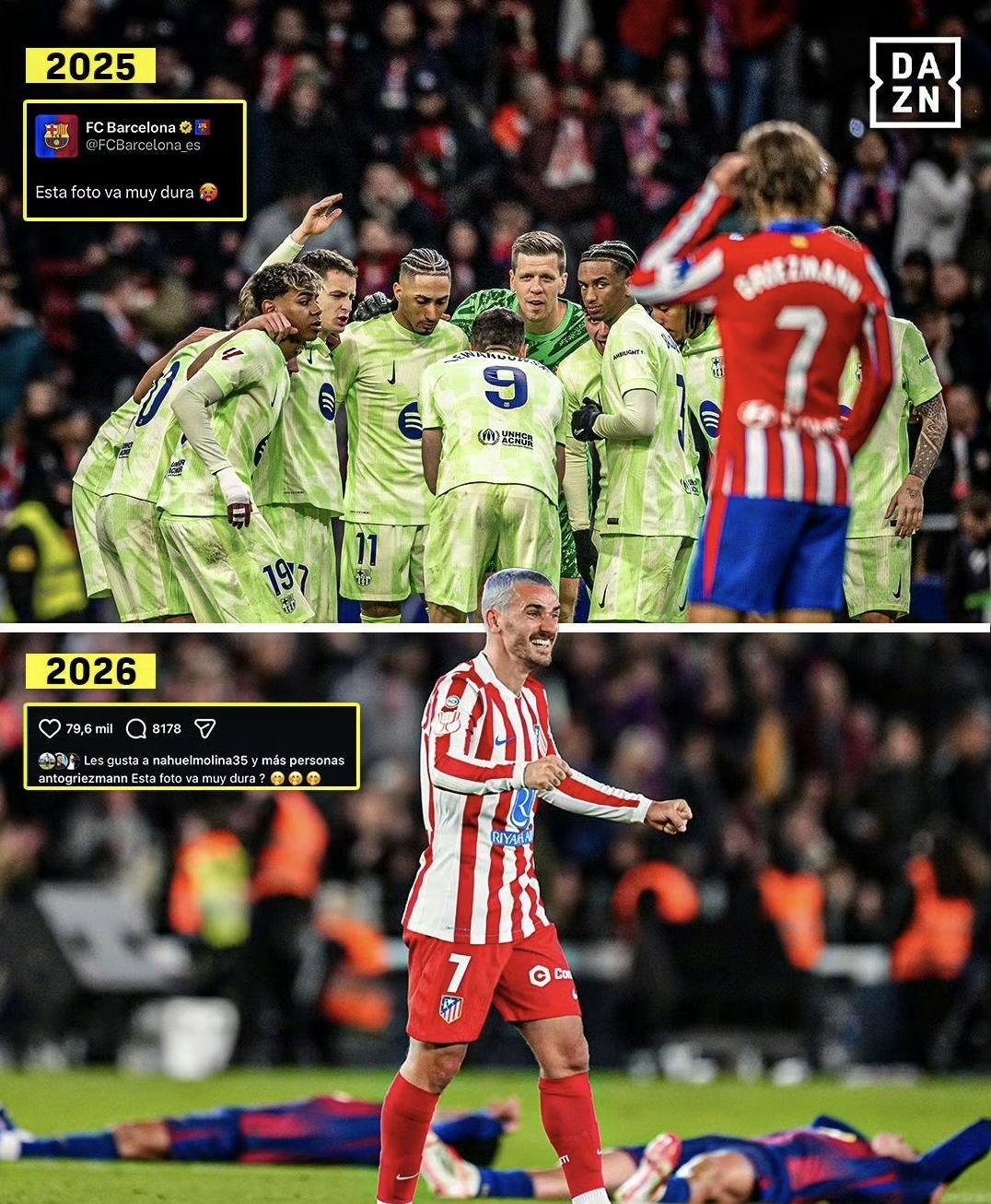 【这照片太狠了】

2025年3月，巴塞罗那客场4:2马德里竞技，赛后巴萨官方放