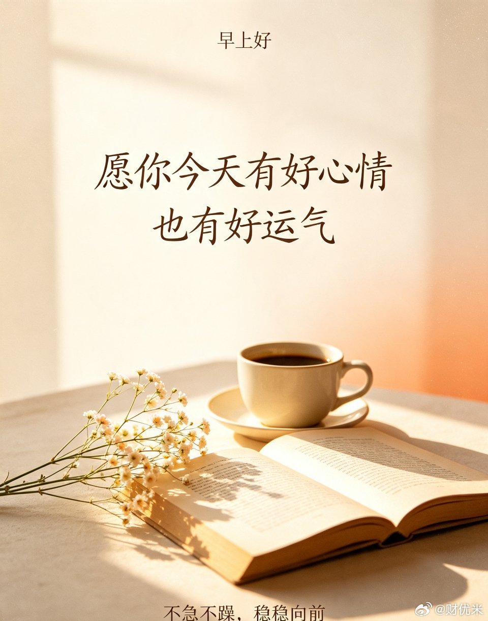早上好。新的一天，不急着追赶，先把节奏稳住。愿你今天有好心情，也有好运气。早安。