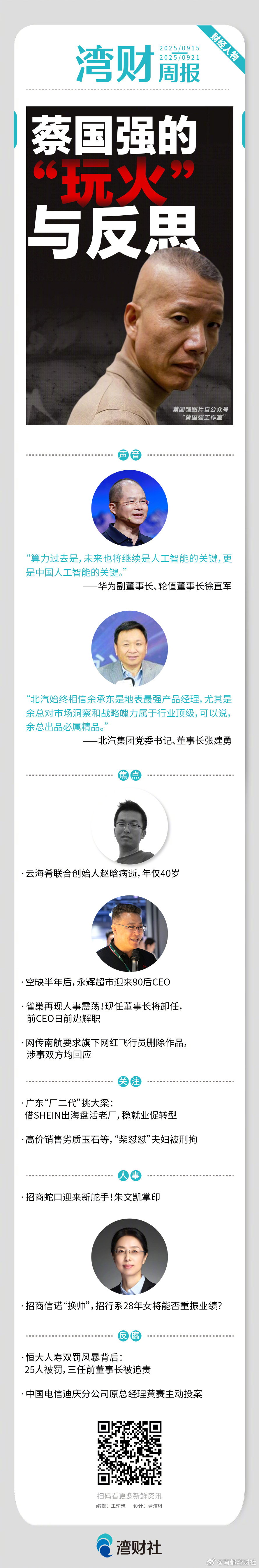 #湾财周报# 上周都有哪些财经人物值得关注？请戳↓↓ ​​​